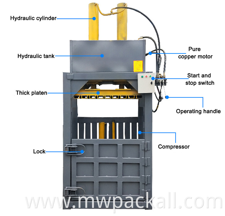 High quality Plastic Pet Bottle Cardboard Hydraulic Baling Press Machine from Myway Machinery